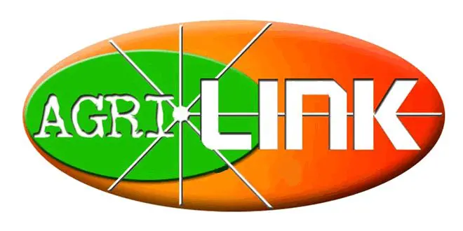 Official logo for AGRILINK featuring the words AGRI and LINK in white over a green and orange oval background with white radial lines.